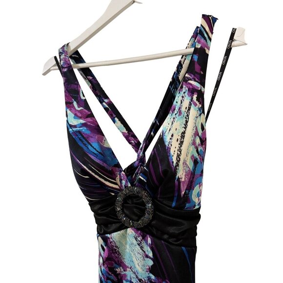 XOXO Womens Multicolor Maxi Dress Formal Gown Purple Black Medium - Picture 7 of 16